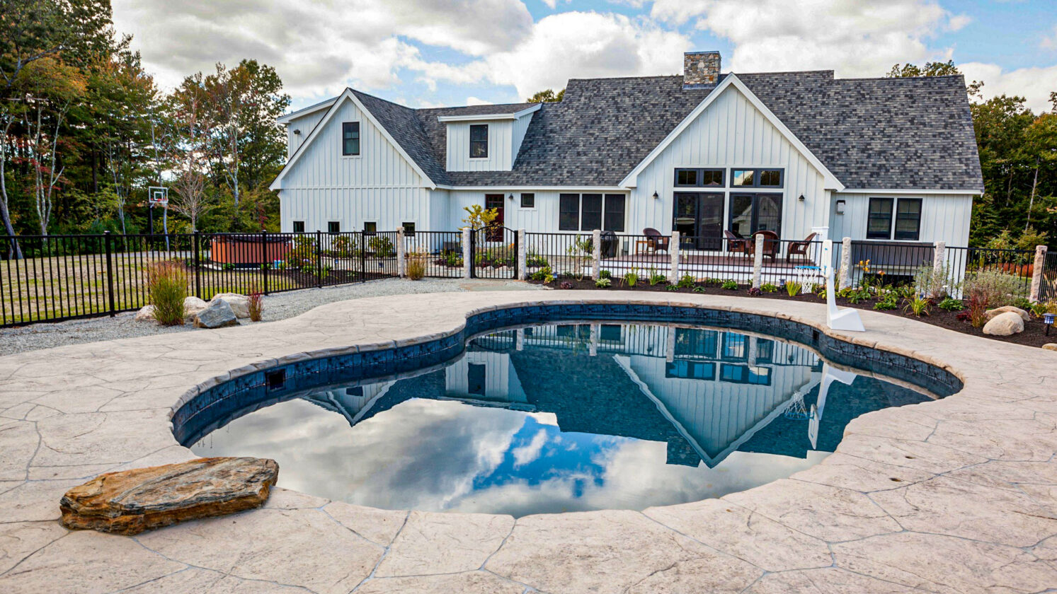 Pool with a diving rock.