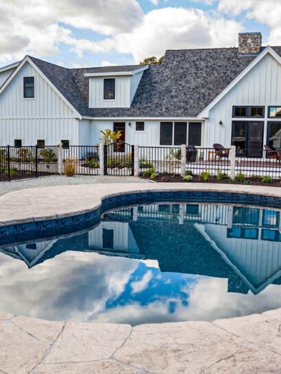 Pool with a diving rock.