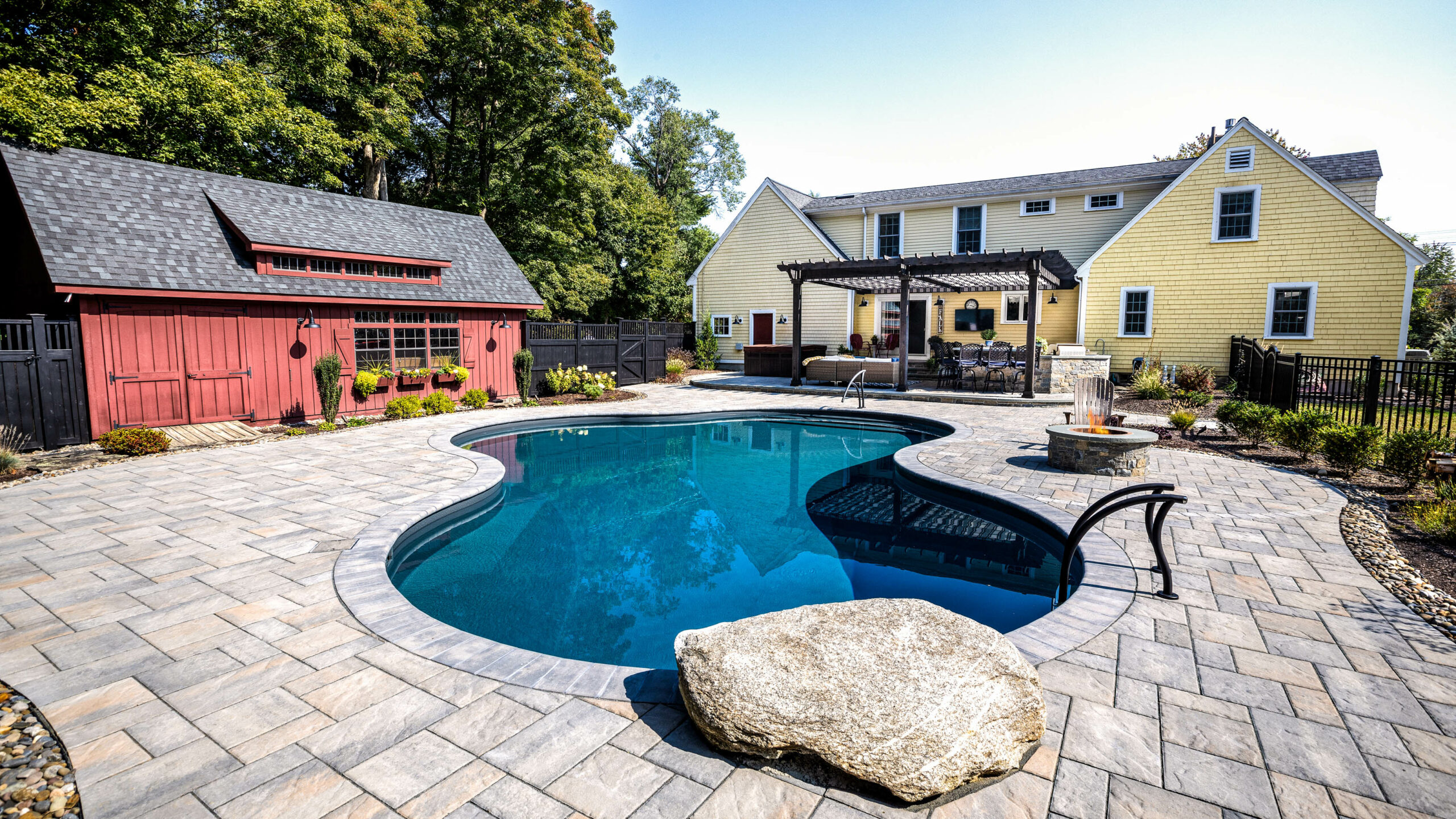 Backyard pool renovation finished.