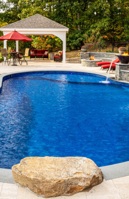 Pool with a diving rock.