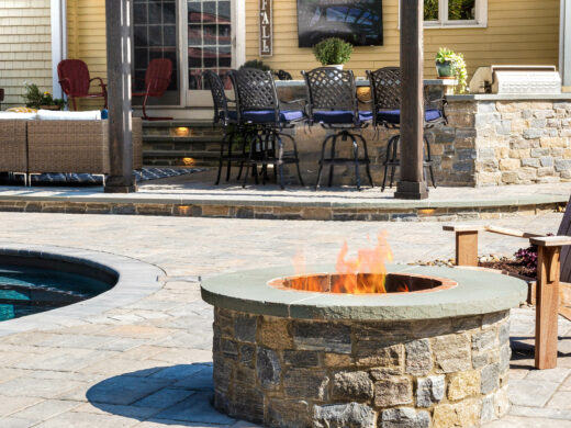 FIre pit area near the pool.