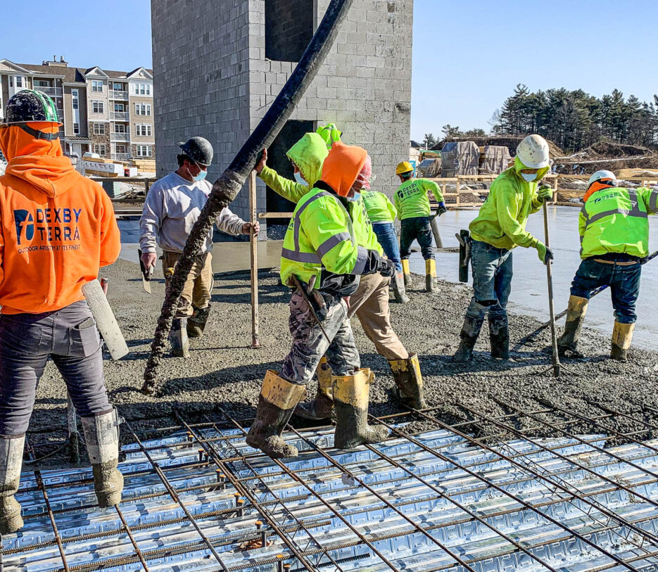 Construction workers working at a site.