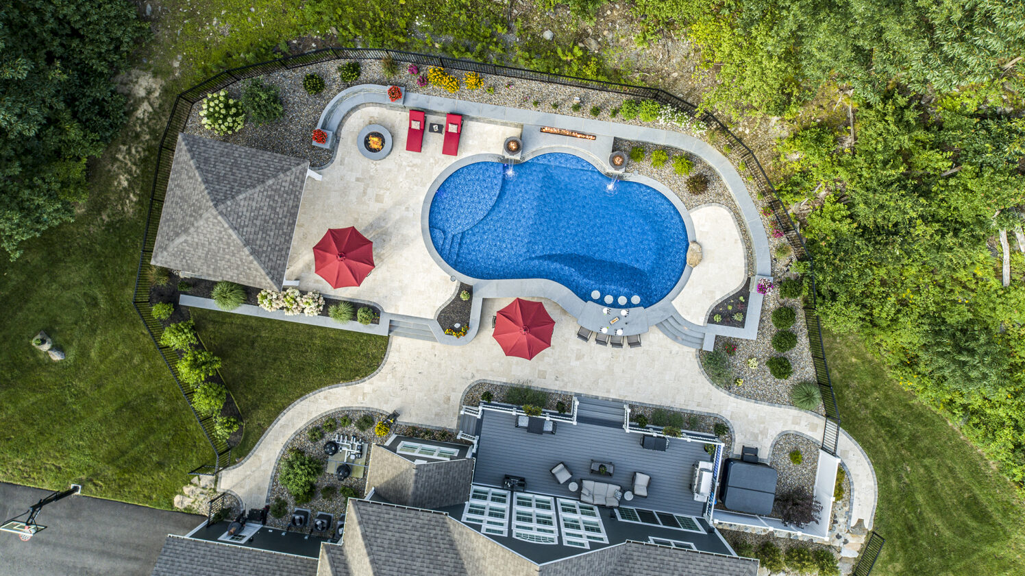 Sterling pool drone view