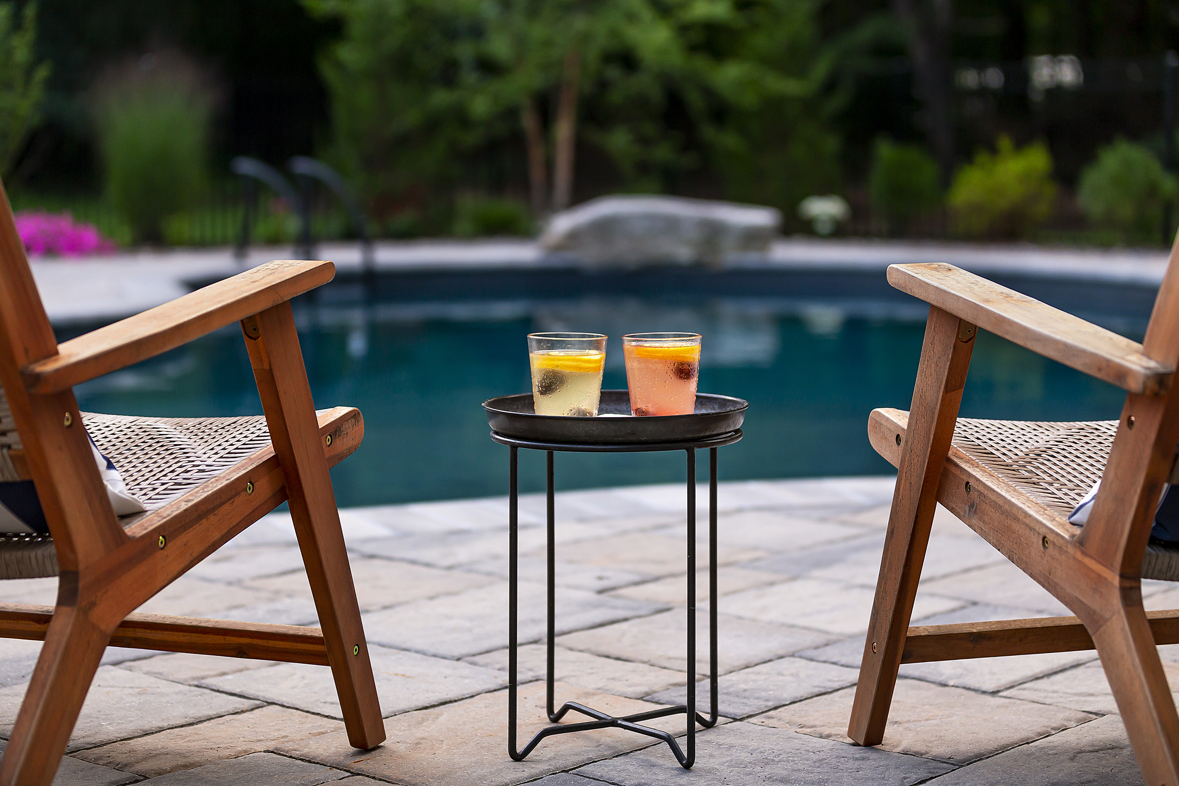 Pool chairs with drinks