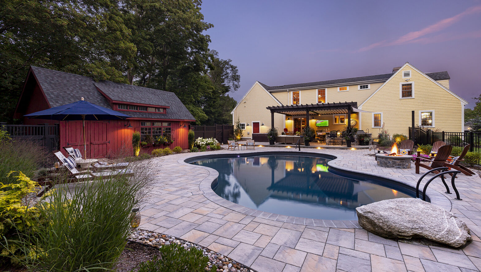Pool with Jump Rock looking back at house