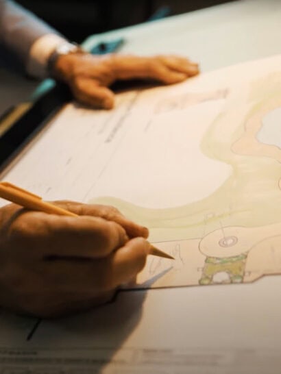 Designer creating landscape plans