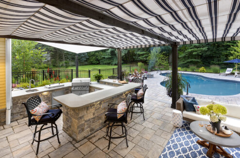 Stow MA Pool outdoor kitchen and bar top