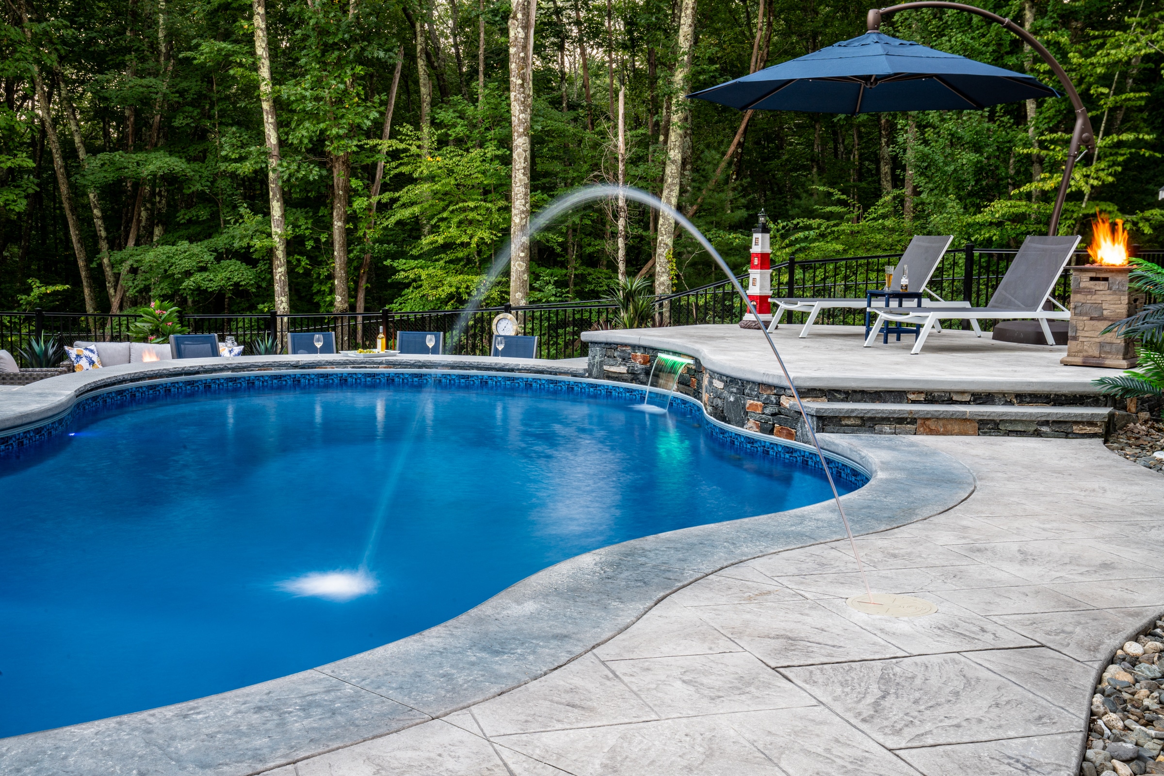 A pool deck water jet with LED lighting is fun for the entire family during the day or night!