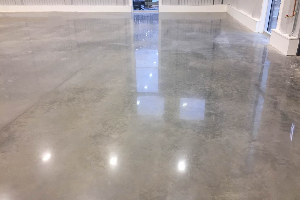 Polished concrete floor.